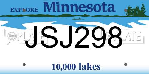 JSJ298 Minnesota License Plate