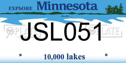JSL051 Minnesota License Plate
