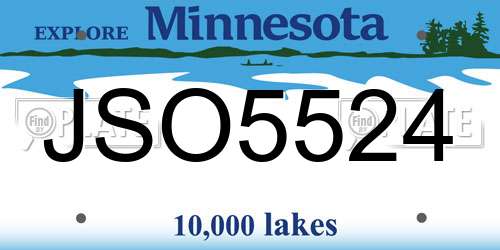 JSO5524 Minnesota License Plate