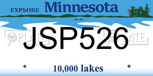 JSP526 Minnesota License Plate