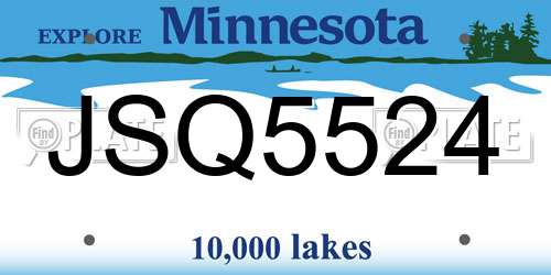 JSQ5524 Minnesota License Plate