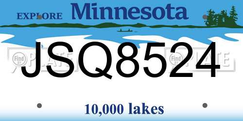 JSQ8524 Minnesota License Plate