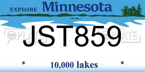 JST859 Minnesota License Plate