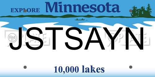 JSTSAYN Minnesota License Plate
