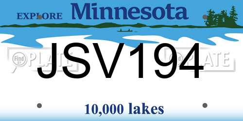 JSV194 Minnesota License Plate