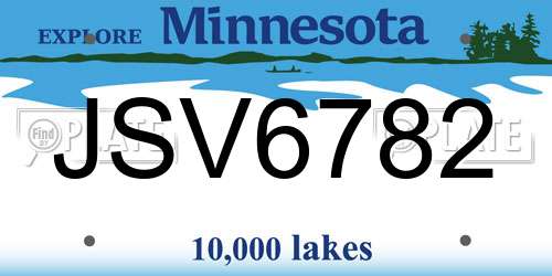 JSV6782 Minnesota License Plate