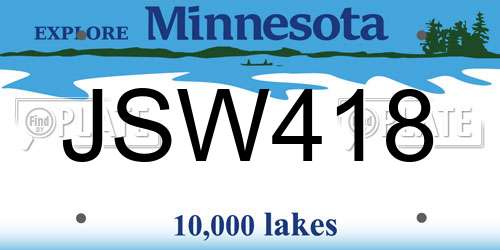 JSW418 Minnesota License Plate
