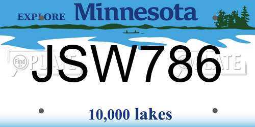 JSW786 Minnesota License Plate