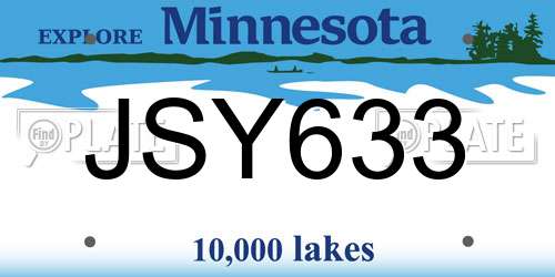 JSY633 Minnesota License Plate