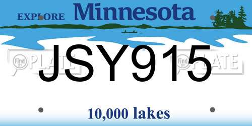 JSY915 Minnesota License Plate