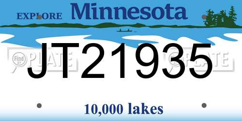 JT21935 Minnesota License Plate