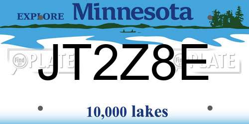 JT2Z8E Minnesota License Plate