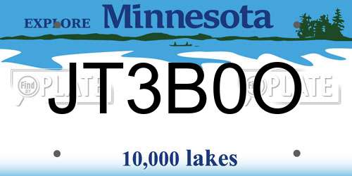 JT3B0O Minnesota License Plate