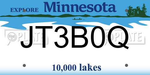JT3B0Q Minnesota License Plate