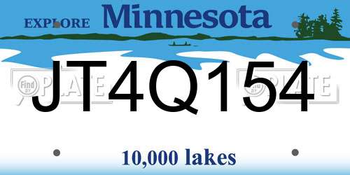 JT4Q154 Minnesota License Plate