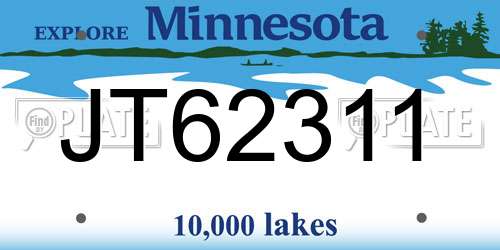 JT62311 Minnesota License Plate