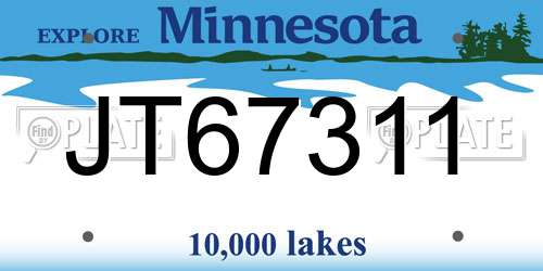 JT67311 Minnesota License Plate