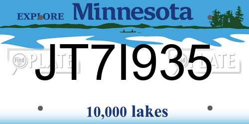 JT7I935 Minnesota License Plate