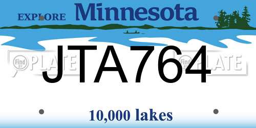 JTA764 Minnesota License Plate