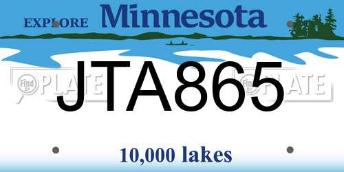 JTA865 Minnesota License Plate