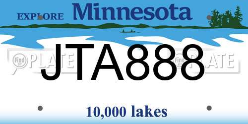 JTA888 Minnesota License Plate