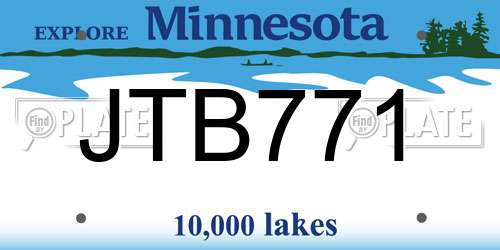 JTB771 Minnesota License Plate