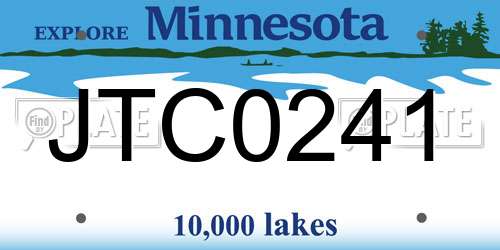 JTC0241 Minnesota License Plate