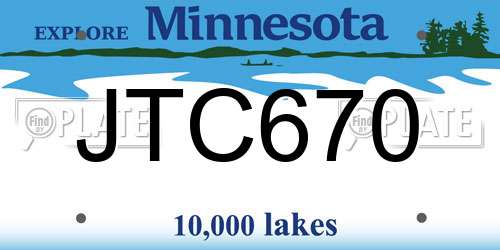 JTC670 Minnesota License Plate