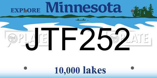 JTF252 Minnesota License Plate