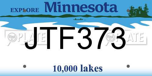 JTF373 Minnesota License Plate