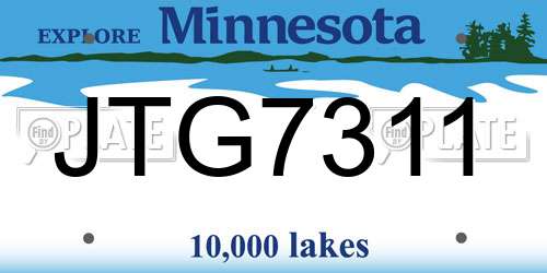 JTG7311 Minnesota License Plate