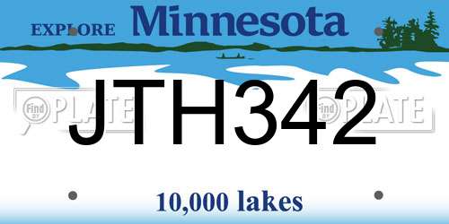JTH342 Minnesota License Plate