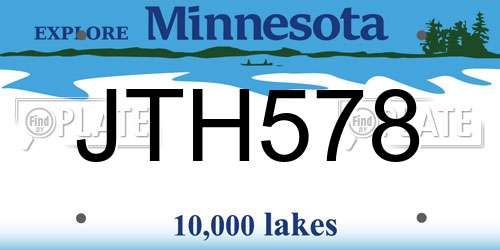 JTH578 Minnesota License Plate