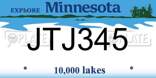 JTJ345 Minnesota License Plate