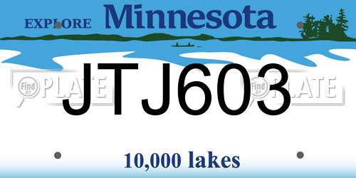 JTJ603 Minnesota License Plate