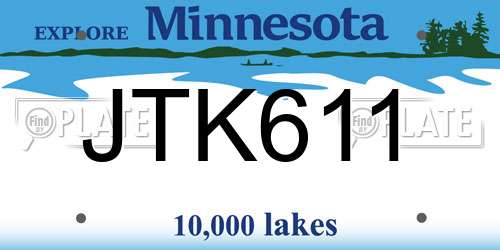JTK611 Minnesota License Plate