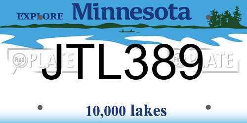 JTL389 Minnesota License Plate