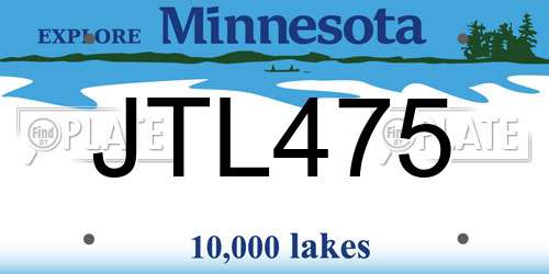 JTL475 Minnesota License Plate