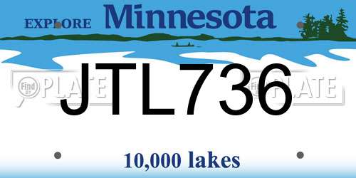 JTL736 Minnesota License Plate