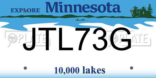 JTL73G Minnesota License Plate