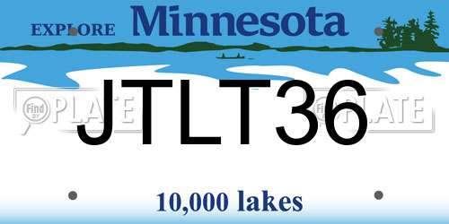 JTLT36 Minnesota License Plate