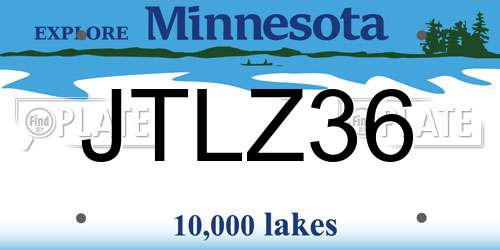 JTLZ36 Minnesota License Plate