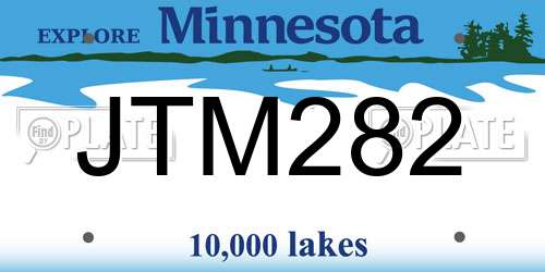 JTM282 Minnesota License Plate