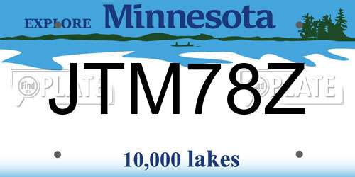 JTM78Z Minnesota License Plate