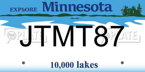 JTMT87 Minnesota License Plate