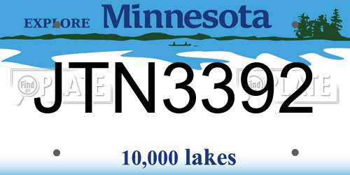 JTN3392 Minnesota License Plate