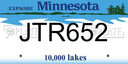 JTR652 Minnesota License Plate