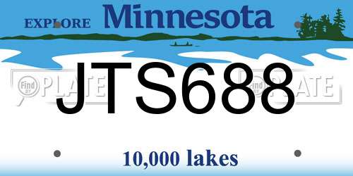 JTS688 Minnesota License Plate