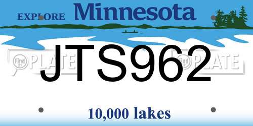 JTS962 Minnesota License Plate