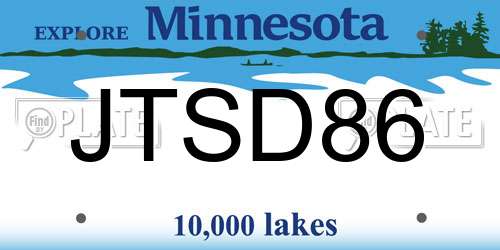 JTSD86 Minnesota License Plate